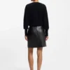 Nappa-leather skirt with front seam