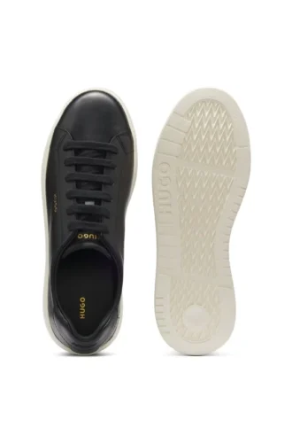 Nappa leather sneakers with gold-tone logo