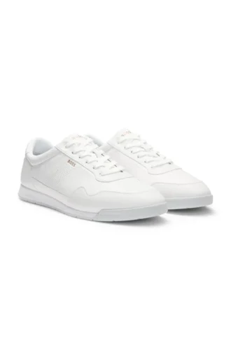Nappa-leather trainers with gold-tone branding