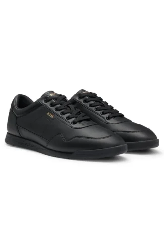 Nappa-leather trainers with gold-tone branding