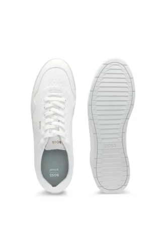 Nappa-leather trainers with gold-tone branding