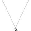 Necklace with steel and leather pendants