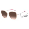 Nude-frame sunglasses with forked temples and branded chain Nude-frame sunglasses with forked temples and branded chain