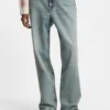 Ocean-blue loose-fit jeans in rigid denim