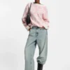 Ocean-blue loose-fit jeans in rigid denim