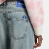 Ocean-blue loose-fit jeans in rigid denim