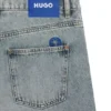 Ocean-blue loose-fit jeans in rigid denim