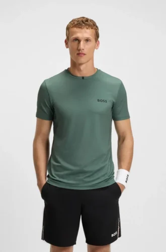 Odour-control slim-fit T-shirt in stretch piqué