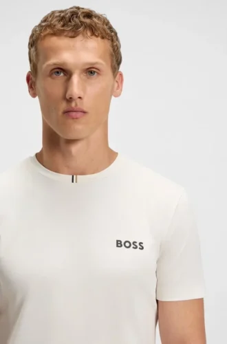 Odour-control slim-fit T-shirt in stretch piqué