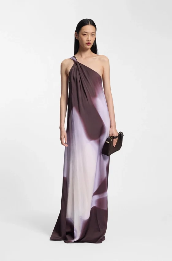 One-shoulder dress with floral print One-shoulder dress with floral print