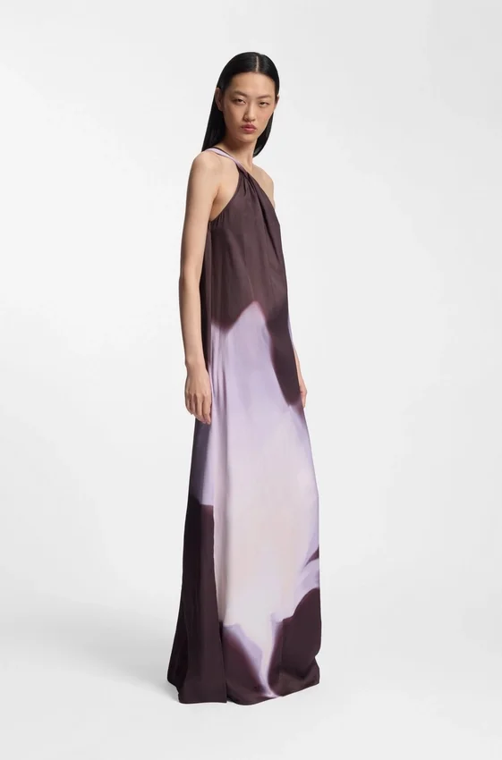 One-shoulder dress with floral print One-shoulder dress with floral print