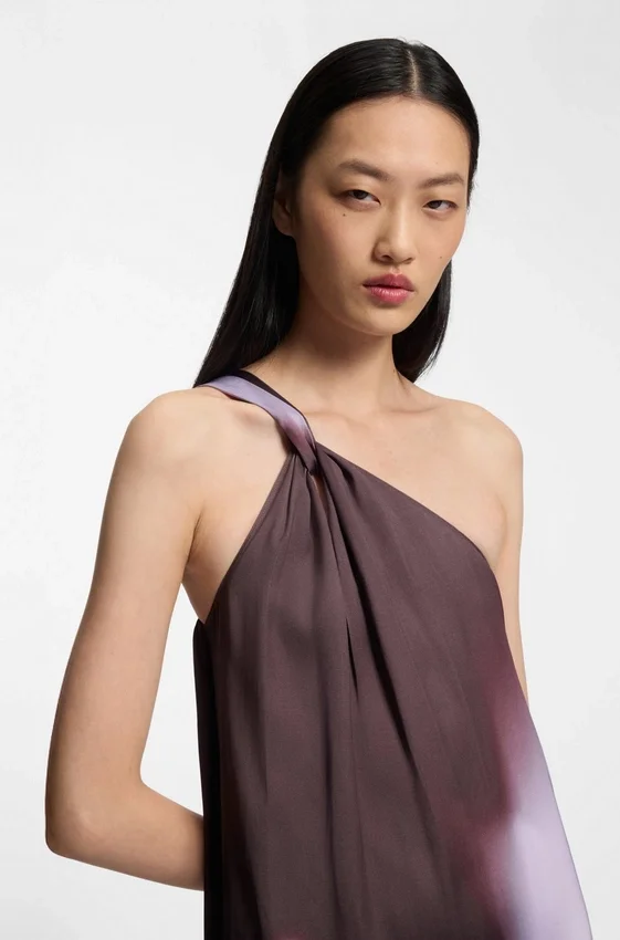 One-shoulder dress with floral print One-shoulder dress with floral print