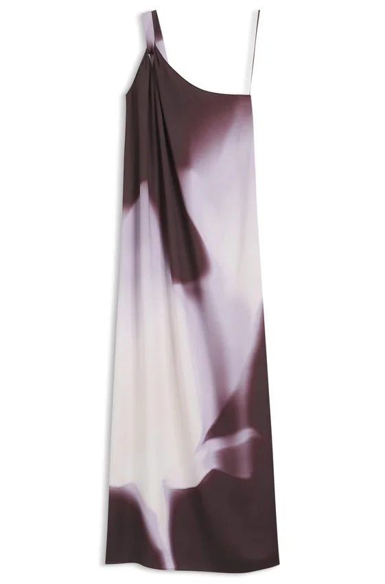 One-shoulder dress with floral print One-shoulder dress with floral print