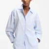 Oversize-fit blouse in striped cotton poplin Oversize-fit blouse in striped cotton poplin