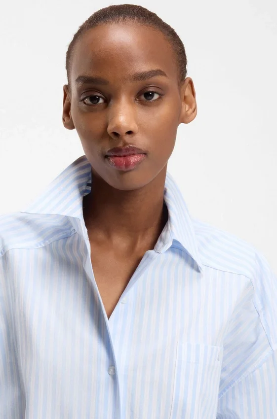 Oversize-fit blouse in striped cotton poplin Oversize-fit blouse in striped cotton poplin