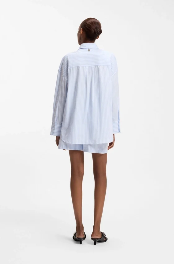 Oversize-fit blouse in striped cotton poplin Oversize-fit blouse in striped cotton poplin