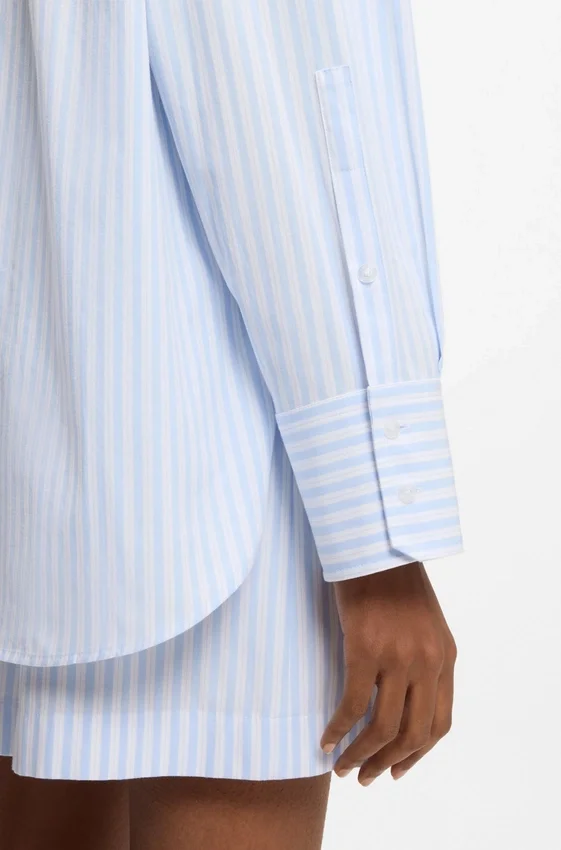 Oversize-fit blouse in striped cotton poplin Oversize-fit blouse in striped cotton poplin