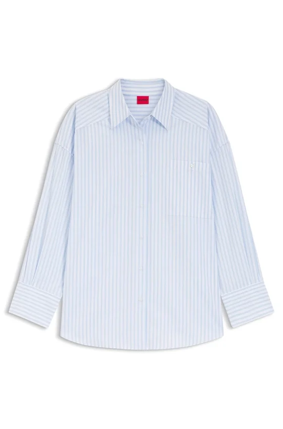 Oversize-fit blouse in striped cotton poplin Oversize-fit blouse in striped cotton poplin