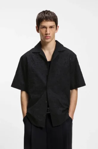 Oversize-fit shirt in broderie-anglaise cotton