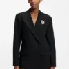 Oversized-fit blazer with rhinestone lapel brooch Oversized-fit blazer with rhinestone lapel brooch