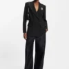 Oversized-fit blazer with rhinestone lapel brooch Oversized-fit blazer with rhinestone lapel brooch