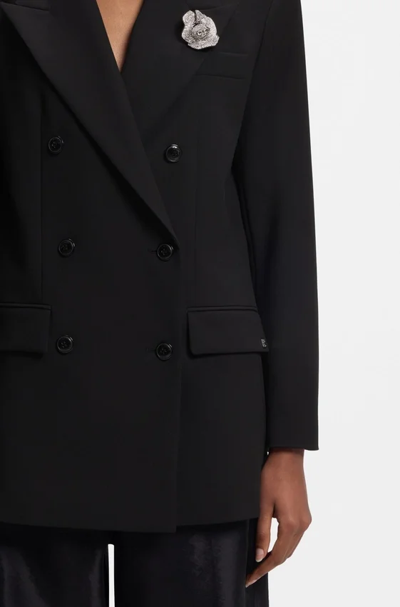 Oversized-fit blazer with rhinestone lapel brooch Oversized-fit blazer with rhinestone lapel brooch