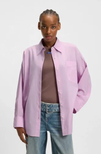Oversized-fit blouse in cotton poplin
