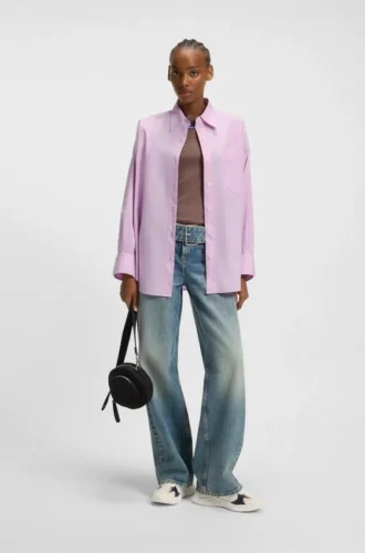 Oversized-fit blouse in cotton poplin