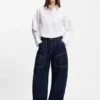 Oversized-fit blouse in cotton poplin