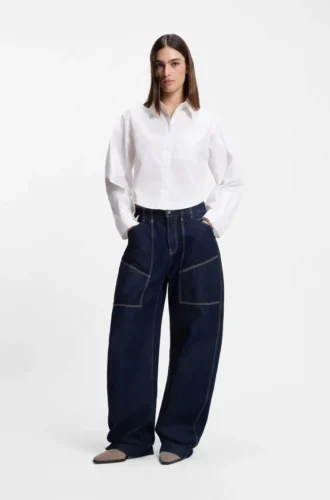 Oversized-fit blouse in cotton poplin