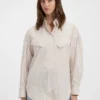 Oversized-fit blouse in striped cotton Oversized-fit blouse in striped cotton