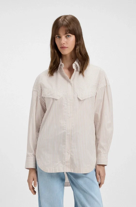 Oversized-fit blouse in striped cotton Oversized-fit blouse in striped cotton