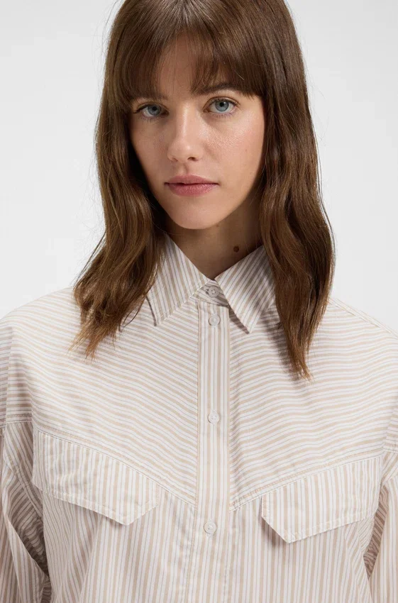 Oversized-fit blouse in striped cotton Oversized-fit blouse in striped cotton