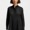 Oversized-fit blouse with burnout pattern