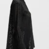 Oversized-fit blouse with burnout pattern