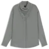 Oversized-fit blouse with fringing and logos