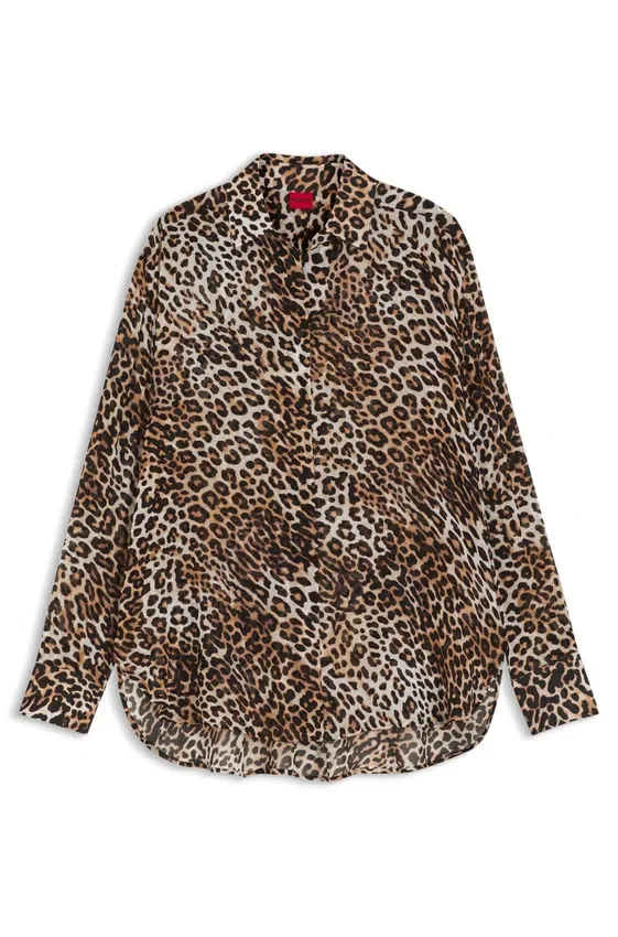 Oversized-fit blouse with leopard print Oversized-fit blouse with leopard print