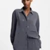 Oversized-fit blouse with stacked logos