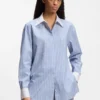 Oversized-fit blouse with stacked logos