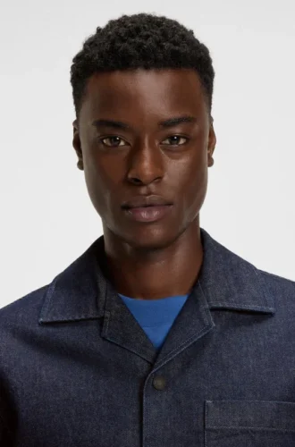 Oversized-fit overshirt in Japanese rigid denim
