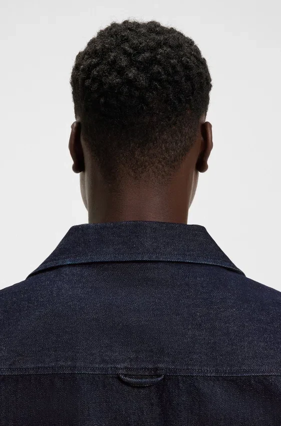 Oversized-fit overshirt in Japanese rigid denim Oversized-fit overshirt in Japanese rigid denim