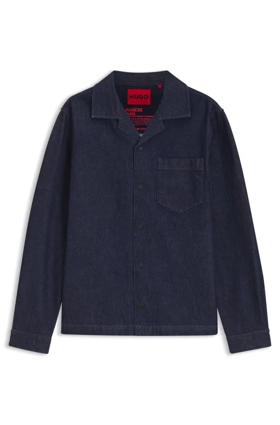 Oversized-fit overshirt in Japanese rigid denim Oversized-fit overshirt in Japanese rigid denim