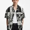 Oversized-fit printed shirt with camp collar Oversized-fit printed shirt with camp collar