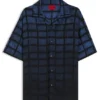 Oversized-fit shirt in check-print poplin