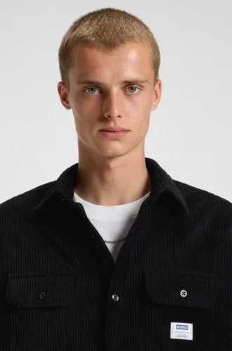 Oversized-fit shirt in cotton corduroy