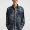 Oversized-fit shirt in jacquard-pattern denim Oversized-fit shirt in jacquard-pattern denim
