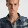 Oversized-fit shirt in jacquard-pattern denim Oversized-fit shirt in jacquard-pattern denim