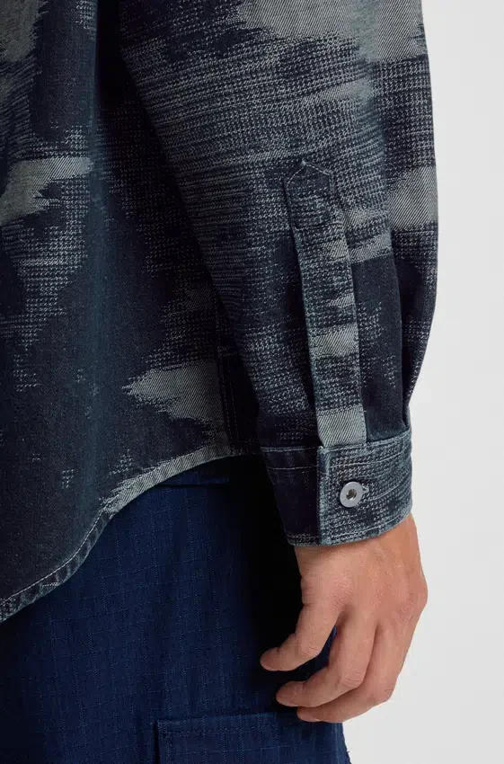 Oversized-fit shirt in jacquard-pattern denim Oversized-fit shirt in jacquard-pattern denim