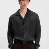 Oversized-fit shirt in lustrous twill