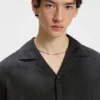 Oversized-fit shirt in lustrous twill
